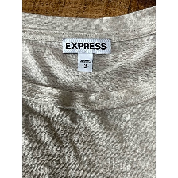 Womens Express Two Toned Oatmeal Neon‎ Orange Colorblock Soft Blouse Top M - Picture 4 of 6